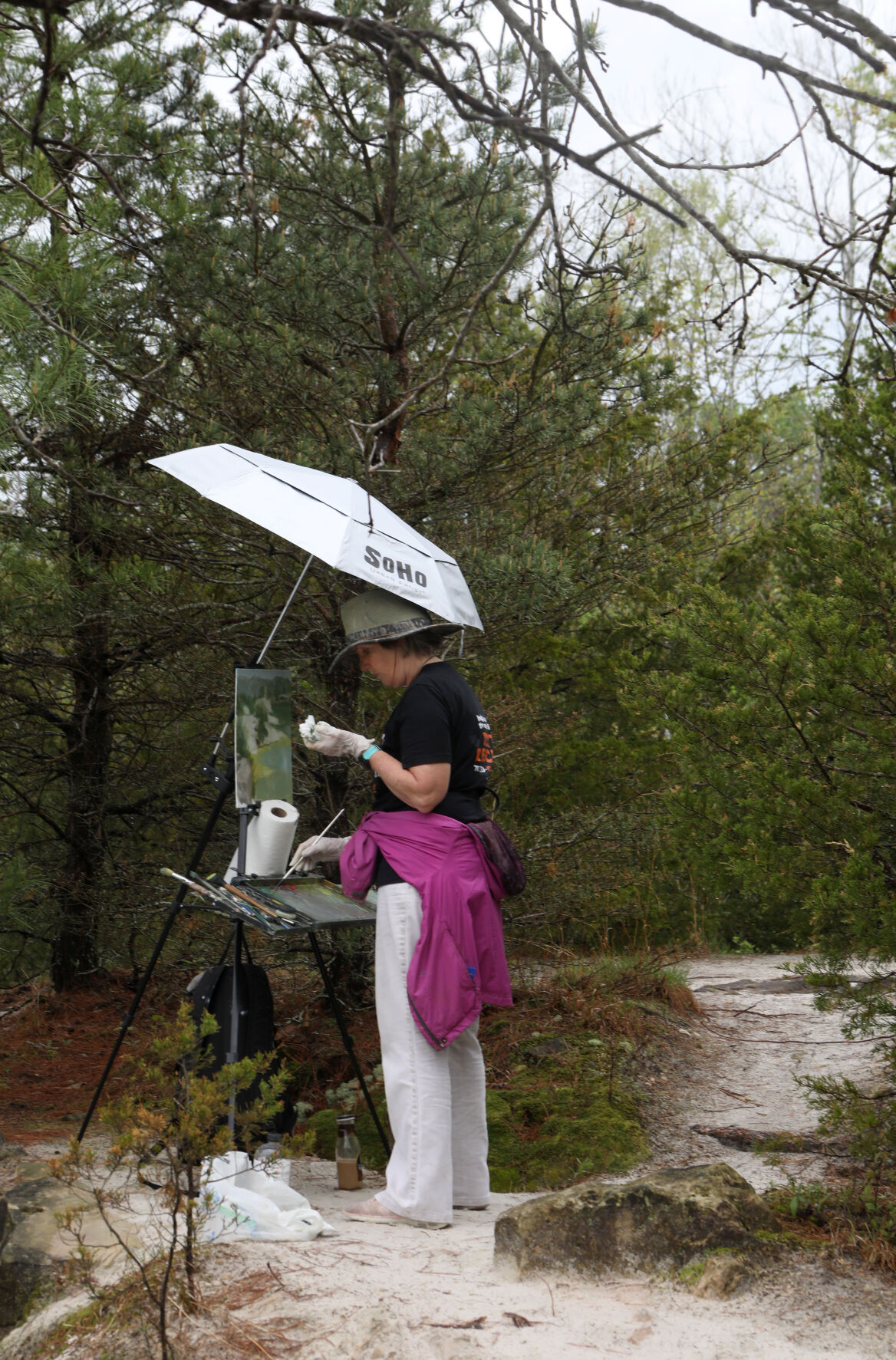 Leigh Coffman paints at Klondike Park